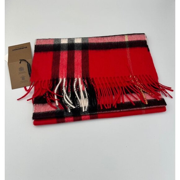 Burberry Giant Check Cashmere Scarf Bright Military Red 168*30cm - Picture 2 of 10